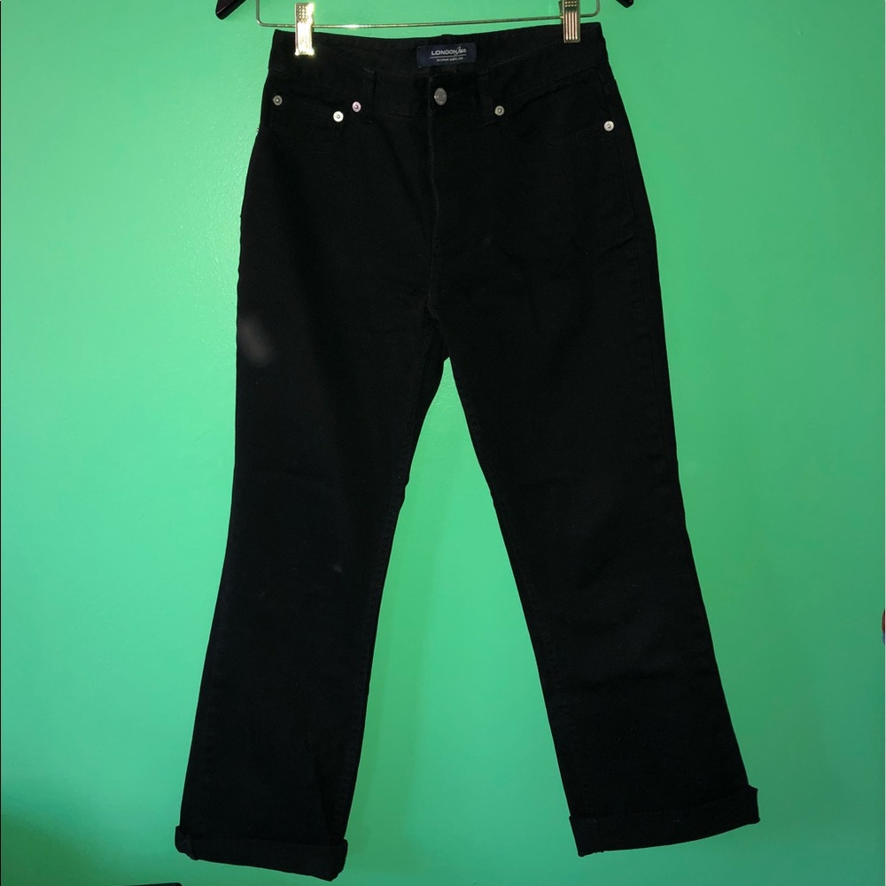 black straight leg london jeans